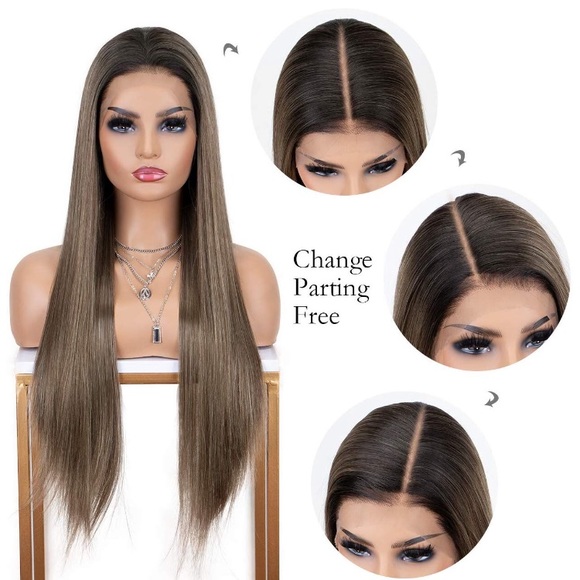 ? INDIA BROWN OMBRÉ STRAIGHT LACE FRONT WIG *NEW* main image 6
